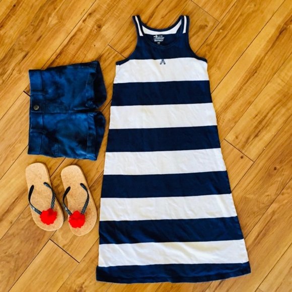 July beach stripes nautical Outfit Girl Beach Fourth of July Stars S 6 7 6x - Picture 1 of 1